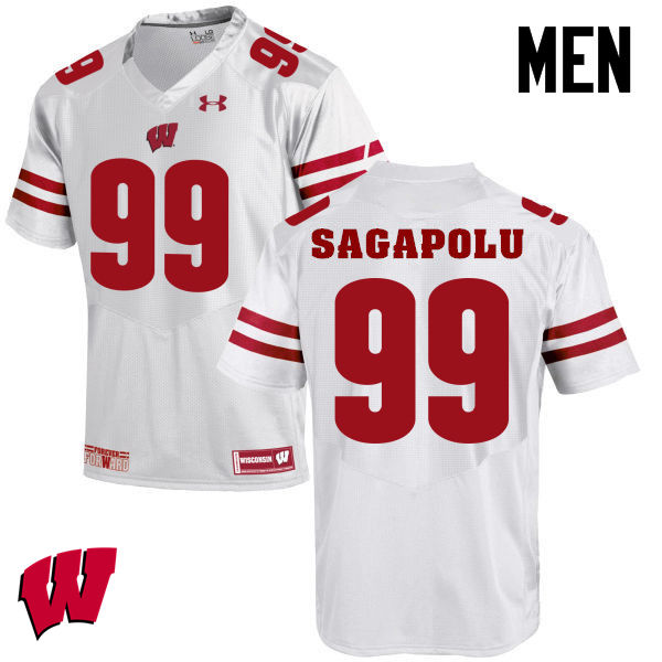 Wisconsin Badgers Men's #65 Olive Sagapolu NCAA Under Armour Authentic White College Stitched Football Jersey ST40F58GC